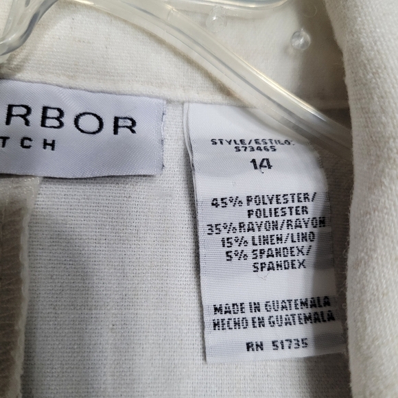 Sag Harbor Stretch Cream Short Sleeve Single Button Notch Collar Blazer Size 14 - Picture 3 of 6